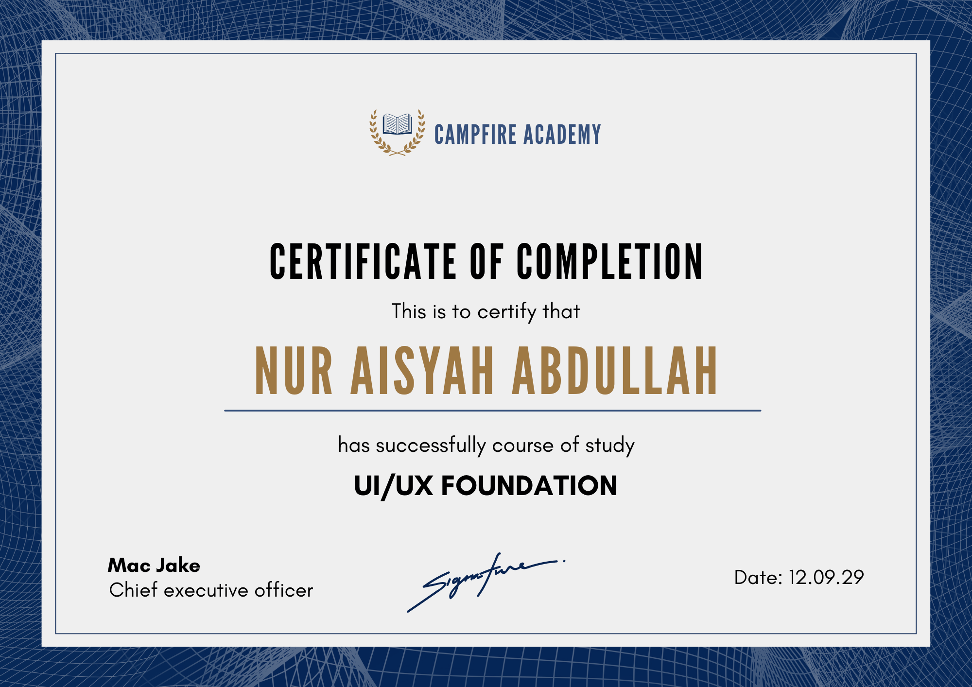 Certificate Sample